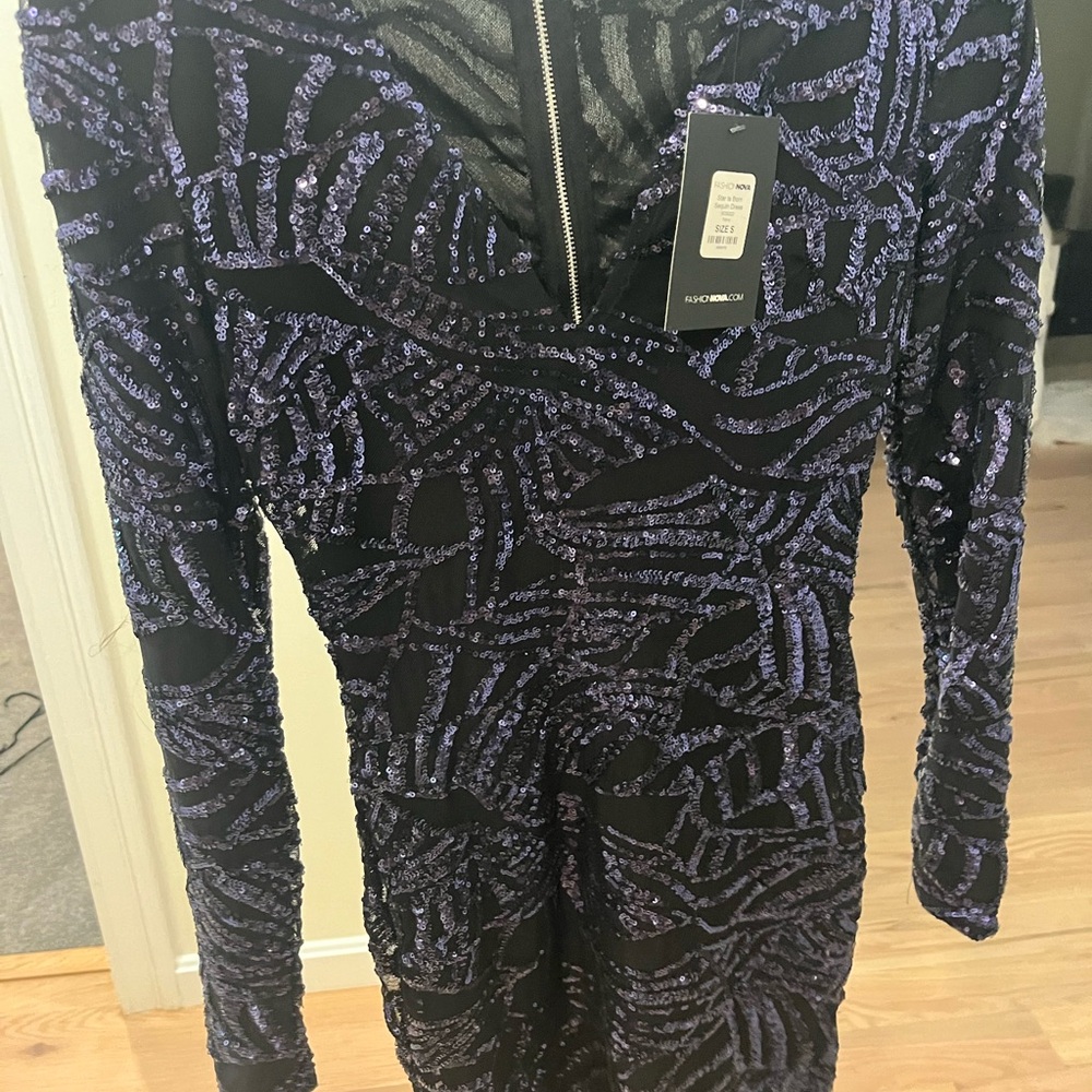 Fashion Nova Black and Purple Sequin Mini Dress
